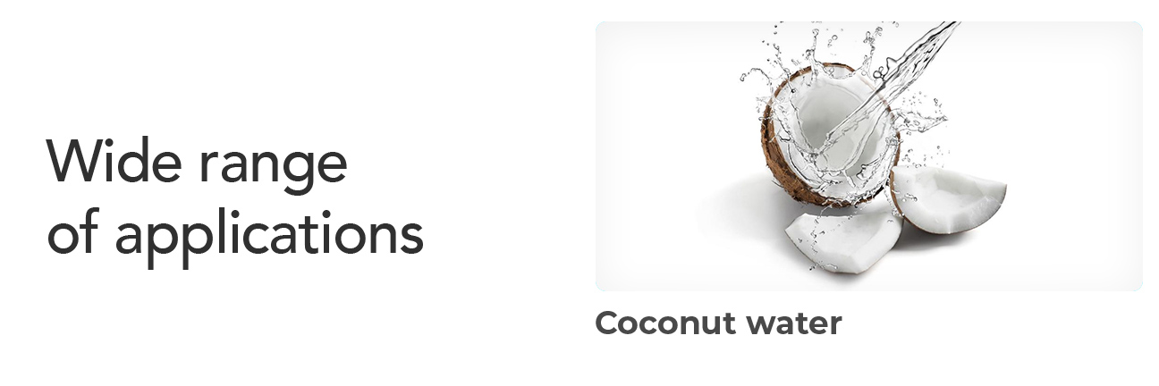 wide range of applications, coconut water