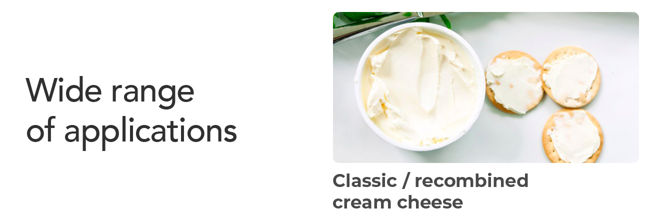 Wide range of applications, classic , recombined cream cheese